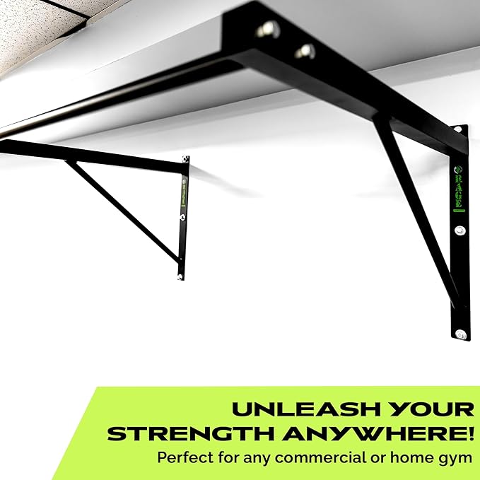 Heavy-Duty Wall Mounted Pull Up Bar - 500 lbs Weight Capacity | Maintain Upper Body Strength & Core Stability | Space Efficient Steel Chin Up Black Bar for Home & Gym Versatile Workouts