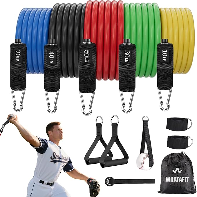 WHATAFIT Resistance Bands, Exercise Bands,Resistance Bands for Working Out, Work Out Bands with Handles for Men and Women Fitness, Strength Training Home Gym Equipment