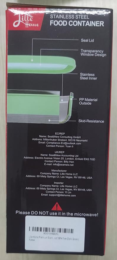 Lille Home Leak Proof Steel Food Containers - Snack Stainless Steel Containers - Ideal for Educational Settings & Daycare - Nesting Trio with Silicone Lids - 47oz+30oz+16oz - Dark Blue