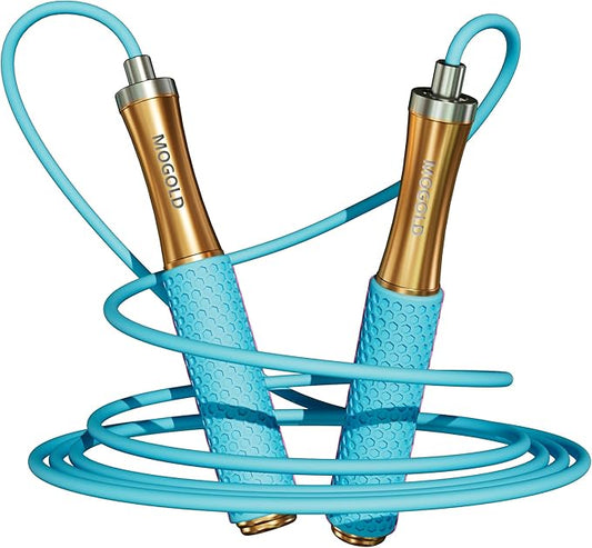 5mm PVC Jump Rope For Men Women - Dual Ball Bearing -Metal Handle Core Covered Rubber Grip- Adjustable 10ft long Skipping Rope - Good For Workout Fitness Weight loss