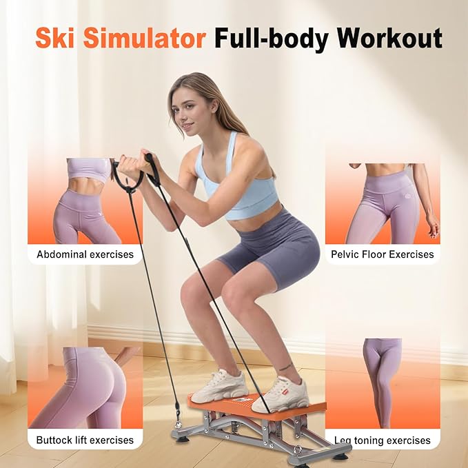 Ski Balancing Machine & Balance Board Trainer - Heavy-Duty 300LB Capacity Wobble Board with Resistance Bands & LCD Display for Cardio, Core and Full-Body Workouts