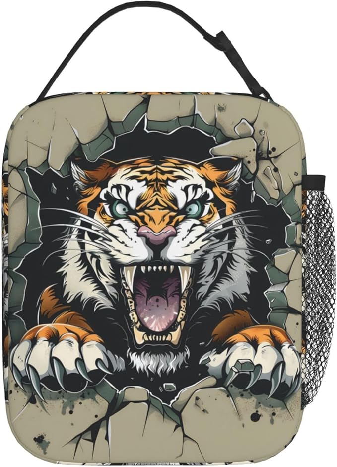 Insulated Lunch Box for Women Men, Tiger Animal Theme Lunch Box Reusable Portable Lunch Bag Cooler Tote Waterproof Lunch Container for Office Picnic Work Travel