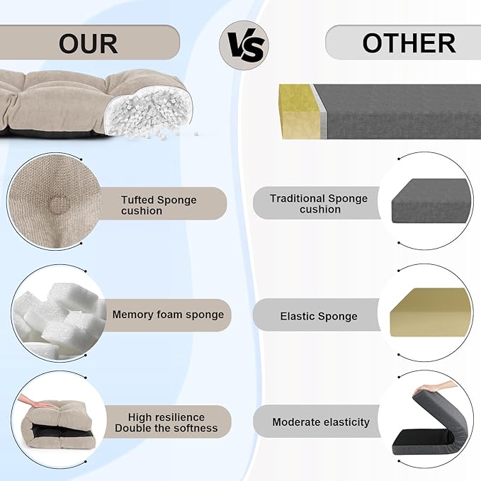 Bench Cushion 45 Inch - Chenille Fabric, High-Density Foam, Non-Slip Bottom, Soft Durable Indoor Tufted Long Seat Cushion for Window Garden Furniture (Oyster White, 45x18x4 Inch)