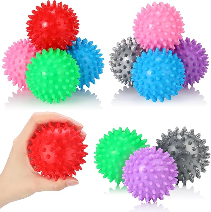 Liliful 12 Pcs Spiky Massage Ball, Hard Foot Ball Roller Massager Firm Foot Arch Trainer for Deep Tissue, Plantar Fasciitis, Feet, Back, Hands, Muscles Soreness, Exercise, 3 Inch (6 Colors)