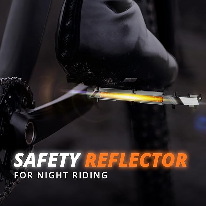 Flat Bike Pedals with Reflectors CNC Aluminium 9/16” – MTB Pedals with Extra Wide Platform and Removable Anti-Slip Pins – Lightweight Pedals for Mountain Bike & Road Bike 294 g