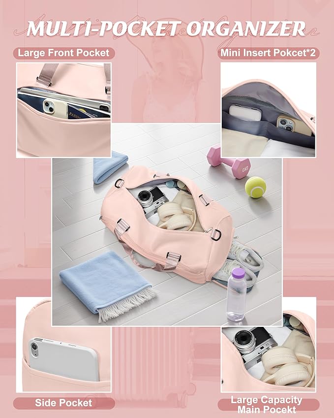 Gym Bag Womens,Travel Duffel Carry on Bag Sport Tote Bag Weekend Overnight Bag