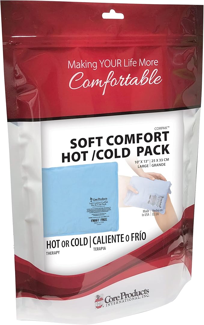 Core Products Soft Comfort CorPak – Reusable Hot & Cold Therapy Pack, Ice Pack for Injuries, No-Frost Compress for Muscle, Back & Joint Pain Relief – 10" x 13", Made in USA