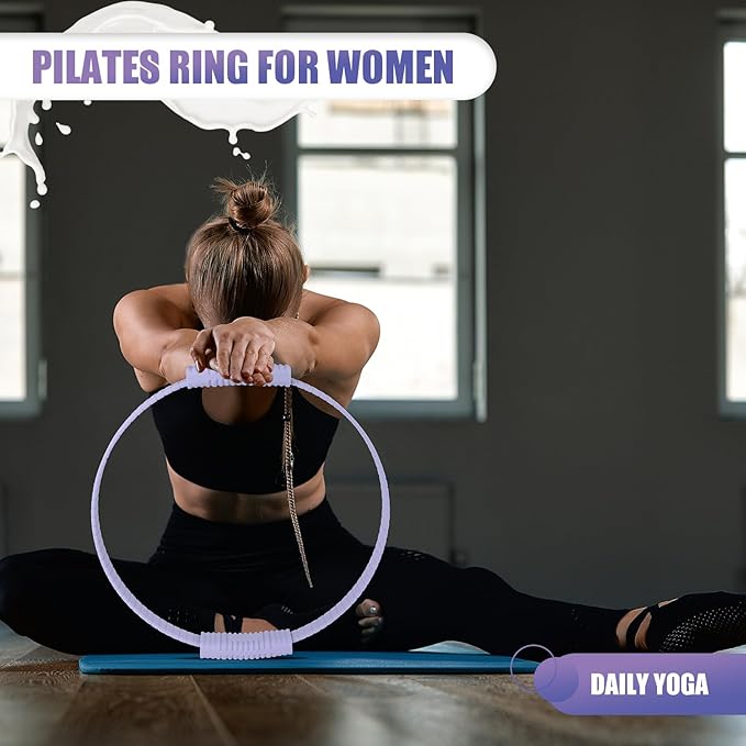 Pilates Ring, 13.5"/12" Silicone Magic Circle with Training Poster & Portable Bag, Pilates Ring Circle for Inner Thigh Workout, Yoga, Lose Weight & Physical Therapy for Women