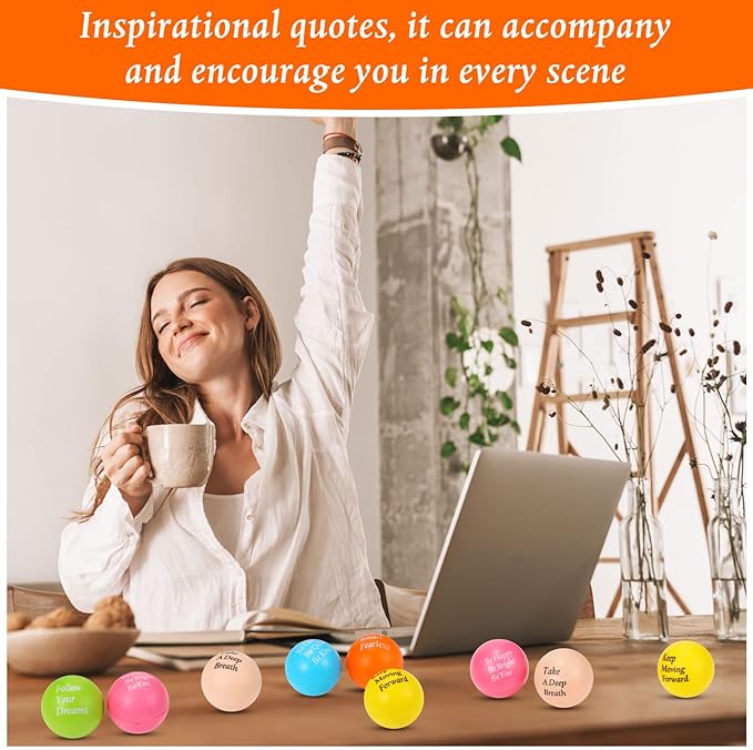 Aoriher 60 Pcs Motivational Stress Balls Quotes Inspirational Funny Colorful Foam Balls Hand Exercise Stress Relief Gifts for Office Small Anxiety Toys for Motivating Encouraging Supply(Classic)