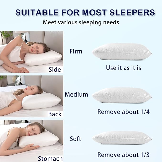 Cooling Memory Foam Pillows for Deep Sleep Bed Pillow & Washable Cover Cooling Pillow for Neck PainRelief Pillow for Shoulder & Back Rectangular White-Cooling++ Queen Pack of 2