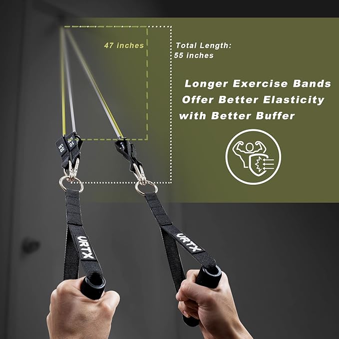 VRTX Resistance Band Set (11pcs), Resistance Bands with Handles, Exercise Bands with Door Anchor, Carry Bag, Legs Ankle Straps for Resistance Training, Physical Therapy, Fitness, Home Workouts