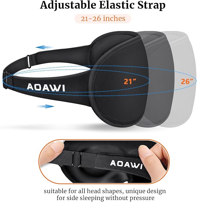 Sleep Eye Mask 3D Contoured Cup Soft and Gentle, Breathable, Comfortable for Side Sleeping, Travellers, Yoga, Men, Women, Adjustable, with Silicone Ear Plugs for Sleeping Noise Reductions