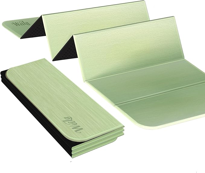 1/2inch Extra Thick Foldable Yoga Mat with SGS Certified Odourless POE Material - Light Weight Non Skid Easy to Clean Travel Workout Excercise Mat, 71x24inch