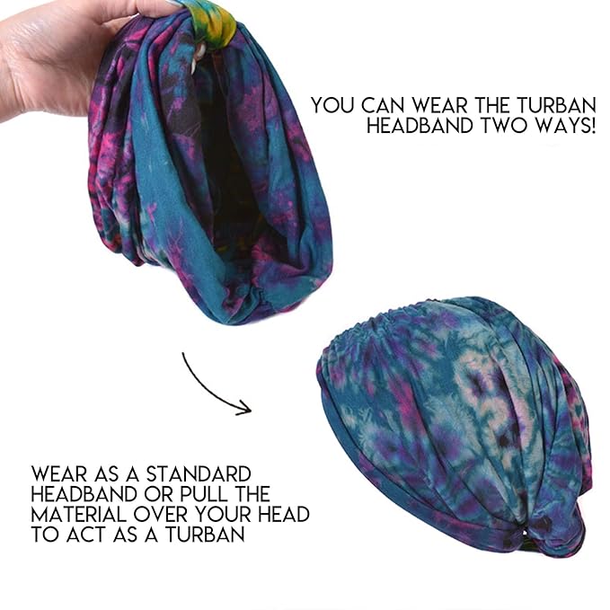 CHARM Hippie Headband Womens Turban - Boho Bandana Hair Wrap Men Head Band Scarf A