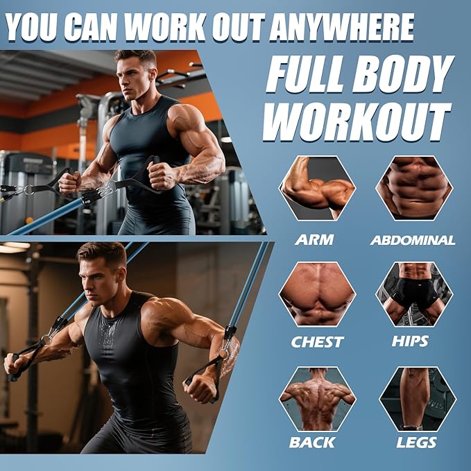 WHATAFIT Resistance Bands, Exercise Bands,Resistance Bands for Working Out, Work Out Bands with Handles for Men and Women Fitness, Strength Training Home Gym Equipment