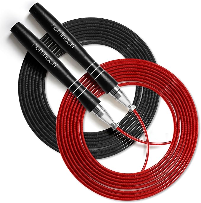 Speed Jump Rope for Men Women Adults, Workout Fitness Boxing Jumping Ropes with Smooth Rotate Double Bearing Balls, Double Under Skipping Rope with 2 Pcs Tangle-free Cable to Replacement