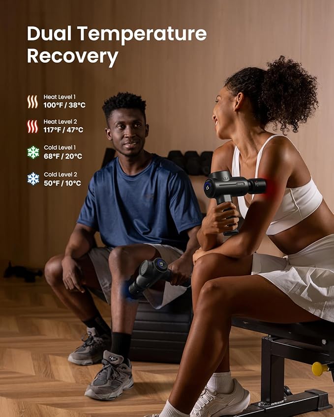 RENPHO Massage Gun with Heat and Cold, Portable Percussion Muscle Deep Tissue Massager with Carry Case, Gifts for Men Women