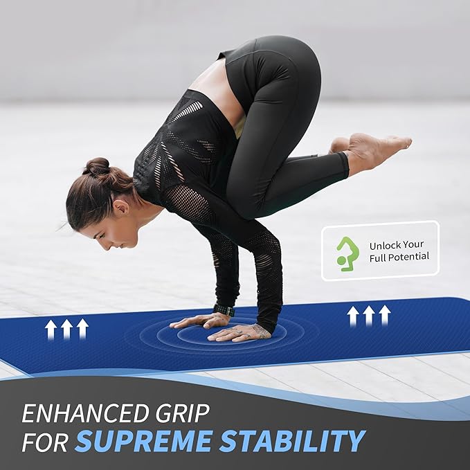 CAMBIVO Yoga Mat for Women Men Kids, 1/3 & 1/4 & 2/5 Inch Extra Thick Yoga Mat Non Slip, 72" x 24" TPE Yoga Mats, Workout Mat with Carrying Strap for Yoga, Pilates and Floor Exercises