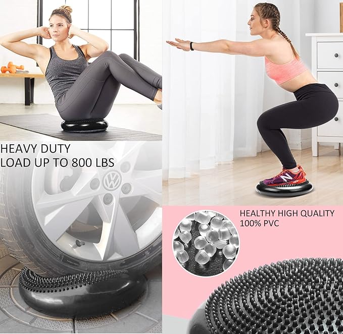 NEISHNG 3-Pack Stability Wobble Cushions with Hand Pumps, Kids Sensory Wiggle Seat for Classroom, Core Trainer Balance Disc for Gym and Home Workout (5 Color)