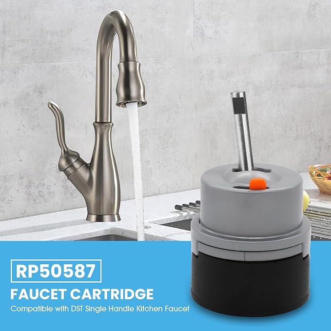 RP50587 Cartridge Replacement Parts for Delta Kitchen Faucet Cartridge, Compatible with DST Single Handle Kitchen Faucet, Includes Allen Wrench, Screws, Gloves