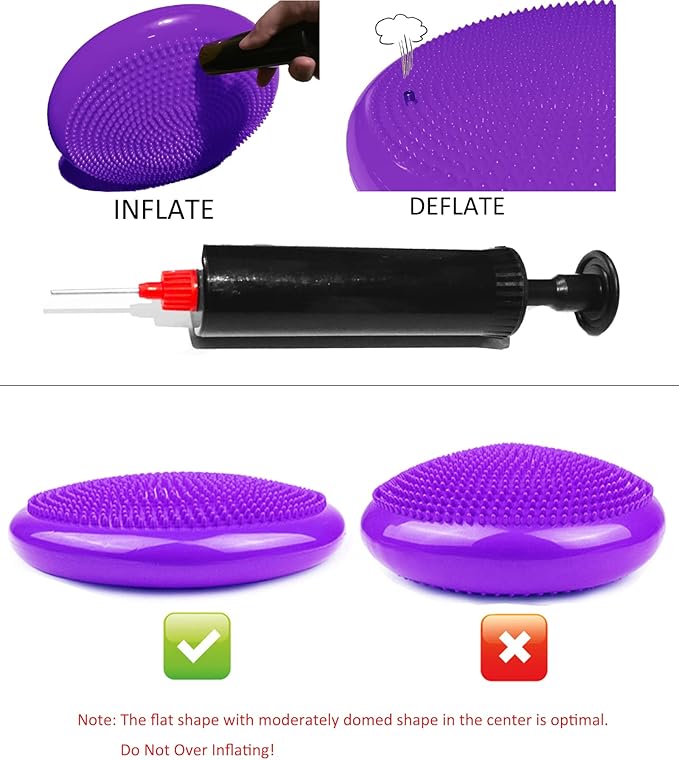 NEISHNG 3-Pack Stability Wobble Cushions with Hand Pumps, Kids Sensory Wiggle Seat for Classroom, Core Trainer Balance Disc for Gym and Home Workout (5 Color)