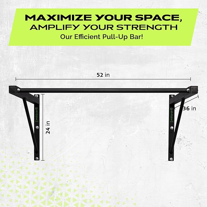 Heavy-Duty Wall Mounted Pull Up Bar - 500 lbs Weight Capacity | Maintain Upper Body Strength & Core Stability | Space Efficient Steel Chin Up Black Bar for Home & Gym Versatile Workouts