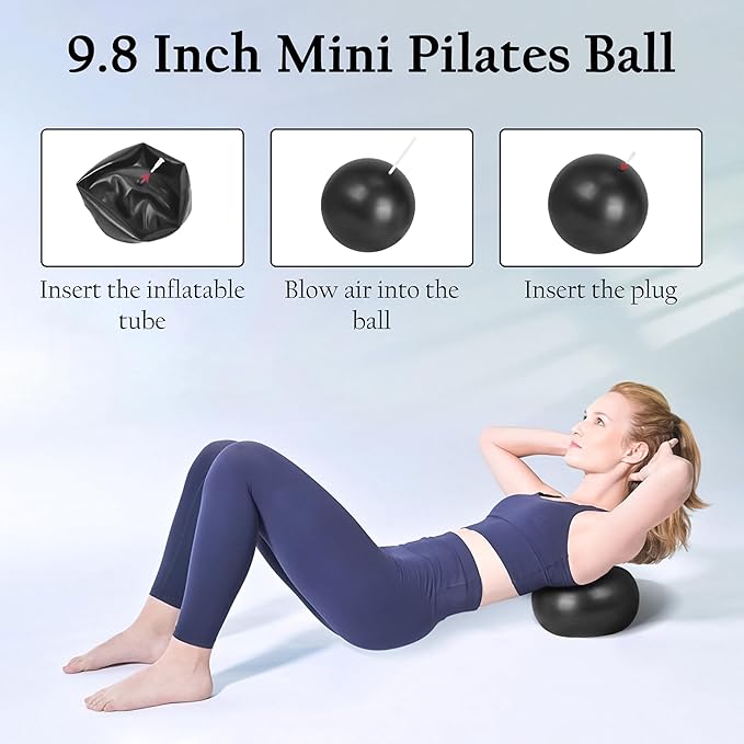 Pilates Ring Set – Magic Circle with Dual Padded Handles, Mini Exercise Ball & 5 Resistance Bands | Pilates Kit for Women | Home Workout Equipment for Full-Body Training & Fitness Set