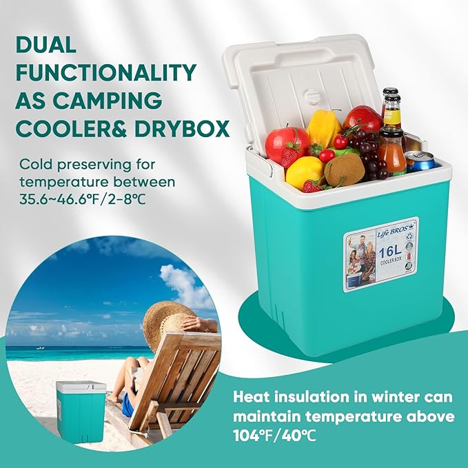 11Qt 19Qt Insulated Portable Cooler Leak-Proof Ice Chest Lunch Box Hard Coolers with Extra Ice Pack for BBQ, Camping, Pincnic