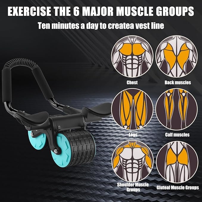 Uota Elbow Support Automatic Rebound Abdominal Wheel,Ab Roller for Abdominal Exercise Machine,Abs Workout Equipment,Dolly Core Strengthening Trainer Fitness Belly Training