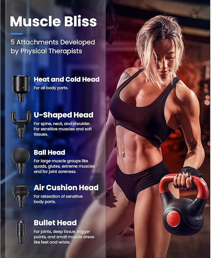 BOB AND BRAD X6 Pro Massage Gun Deep Tissue Percussion with Metal Head Therapy, Professional Muscle Massage Gun for Athletes, Electric Massager Gun for Pain Relief