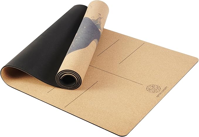 Cork Yoga Mat with Natural Rubber Base, Extra Size, Thickness and Support, Excellent Cushion & Grip, Non-Slip, Non-Toxic, Sweat-Resistant, Sustainable, Eco-friendly Exercise Mat