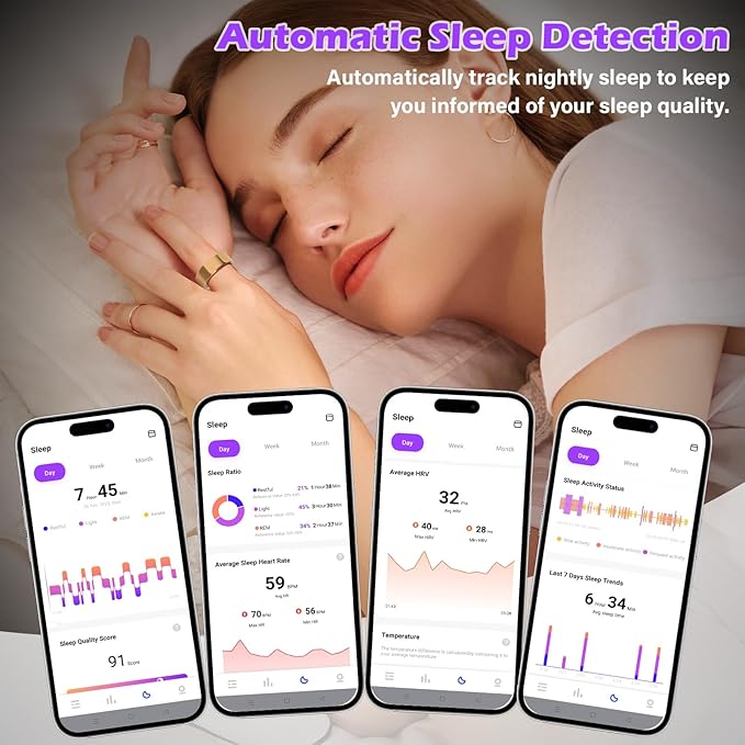 Smart Ring for Women and Men – Fitness & Health Smart Ring with Heart Rate and Sleep Tracking – Waterproof Activity & Wellness Ring Compatible with iPhone and Android