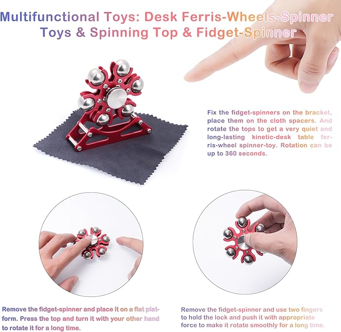 Desk-Toys for Fidget Ferris-Wheel-Spinner: 4mins Kinetic-Spinning Cool-Gadgets, Cool-Stuff Thing Toy for Office School Home Man Women Christmas, Stress-Relief Game Gifts for Adult Teen Children Kid