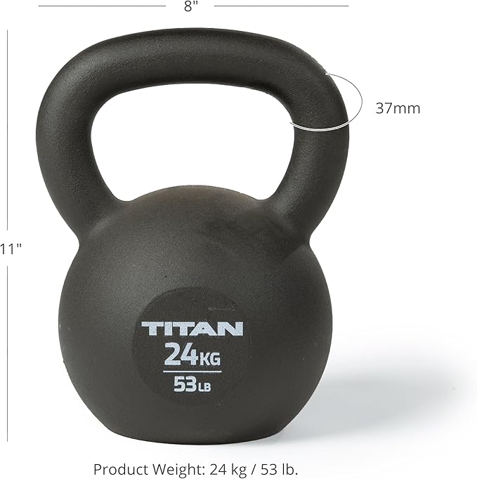 Titan Fitness Cast Iron Kettlebell, Single Piece Casting, KG and LB Markings, Full Body Workout