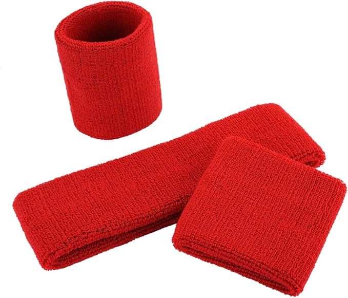 ONUPGO 6 Pieces Sweatbands Set - Sports Headbands Wristbands for Men & Women,Cotton Terry Cloth Sweatband for Tennis,Basketball,Gym,Working Out - Moisture Wicking Elasticity