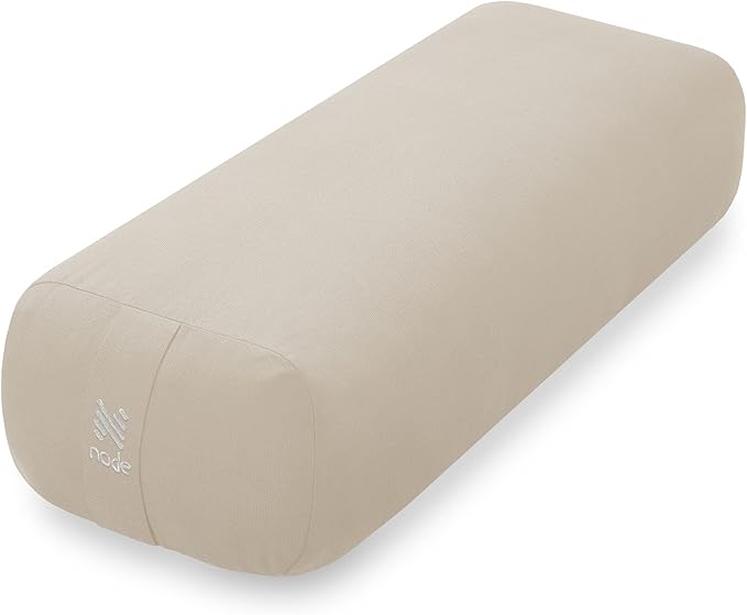 Yoga Meditation Cushion, 25" x 12" Rectangular Bolster with Organic Cotton Cover
