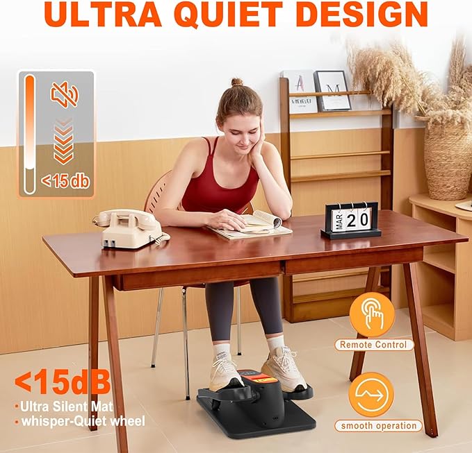 HOTSWEAT Under Desk Elliptical Machine, Ellipse Leg Exerciser as Seen on TV for Seniors, Portable Electric Seated Pedal Exerciser with Remote Control, 12 Speed Levels for Home Office