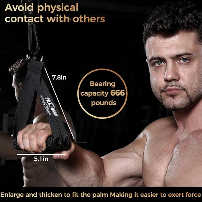 INNSTAR Upgraded Heavy Duty Exercise Handles, Cable Machine Attachments Resistance Bands With Solid ABS Core Grips, Fitness Strap Stirrup Handle Cable Attachment