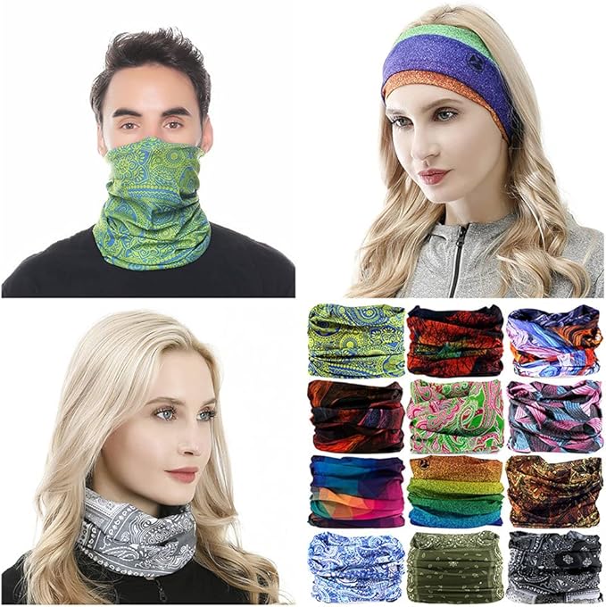 Neck Gaiter Headband Headwear Head Wrap Face Mask Magic Scarf Bandana for Men and Women