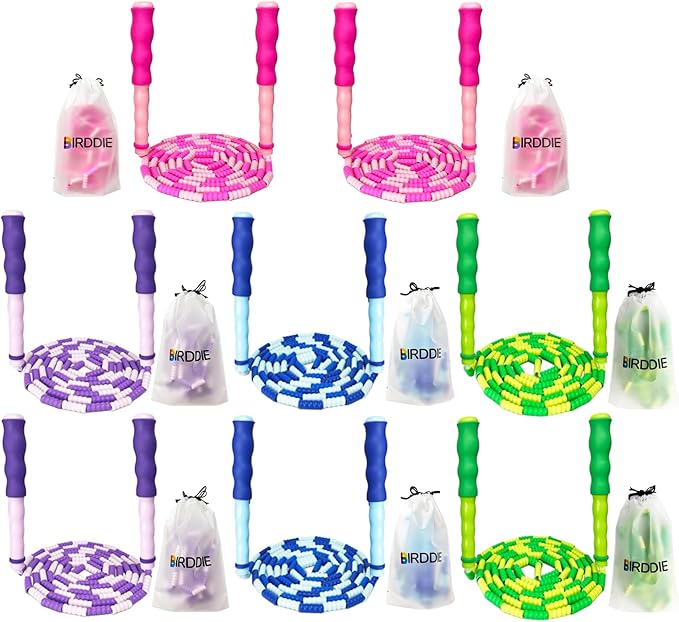 Soft Beaded Jump Ropes, Adjustable Length Skipping Rope, Tangle Free Segmented Jumping Rope for Kids and Adults Exercise, Fitness 9.2 Ft