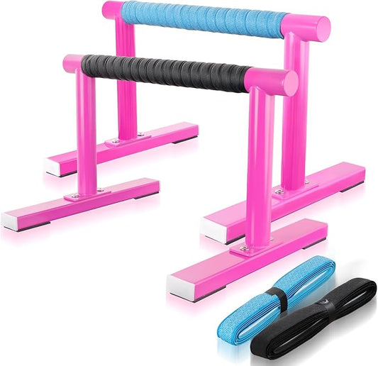 Strength Training Parallettes I-Sit Push Up Bars, Pushup Handles Calisthenics Equipment for Home Workout, Anti-slip Gymnastics Bars, Handstand & Dip Bar for Outdoor Exercise