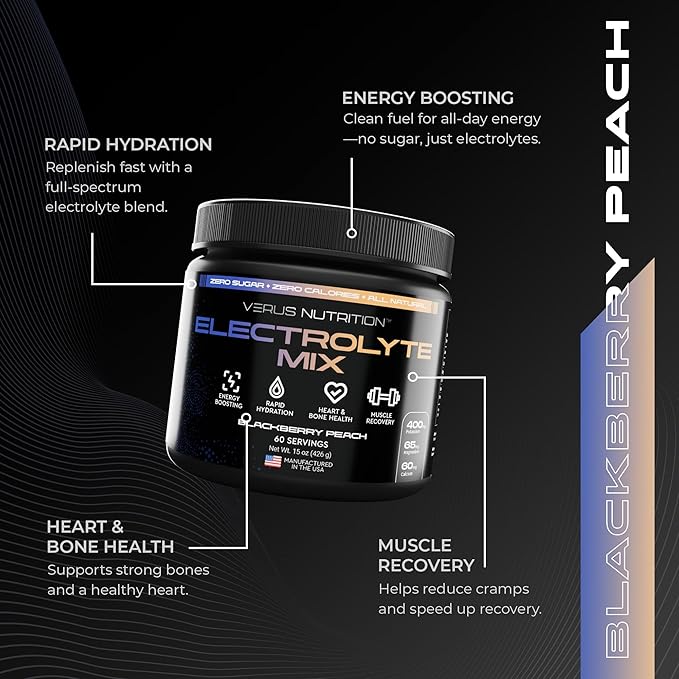 Electrolytes Powder No Sugar- Zero Calorie Hydration Powder | Sugar Free Electrolytes for Fasting, Keto & Vegan | Natural Ingredients Electrolyte Mix for Energy Boost, 60 Servings