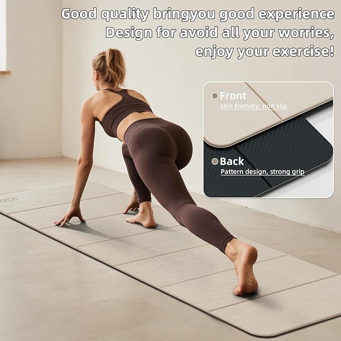 Foldable Yoga Mat Extra Thick 0.32 Inches Eco-Friendly POE Material, Non-Slip Design Fitness Mats, Multi-Purpose Workout Mats For Studio or Home Use (70 x 24 x 0.32 inches)