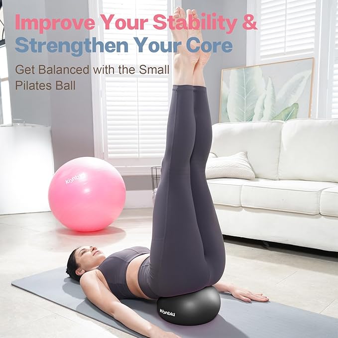 Small Exercise Ball, 9 Inch Mini Pilates Ball, Anti Burst and Slip Resistant Mini Yoga Ball for Stability, Fitness, Physical Therapy, Stretching & Core Strength Workout at Home Gym & Office