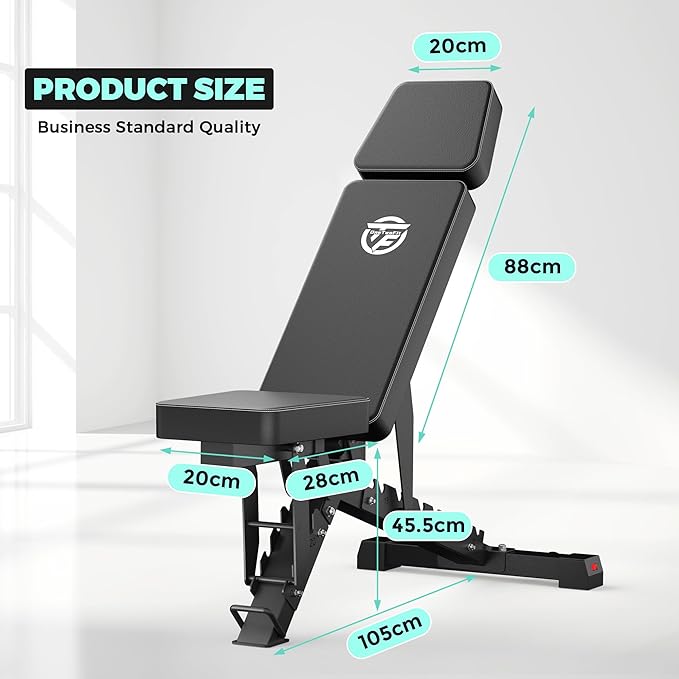 Weight Capacity and Strength Training Bench, Fitness Weight Bench for Garage and Home Gym Workouts