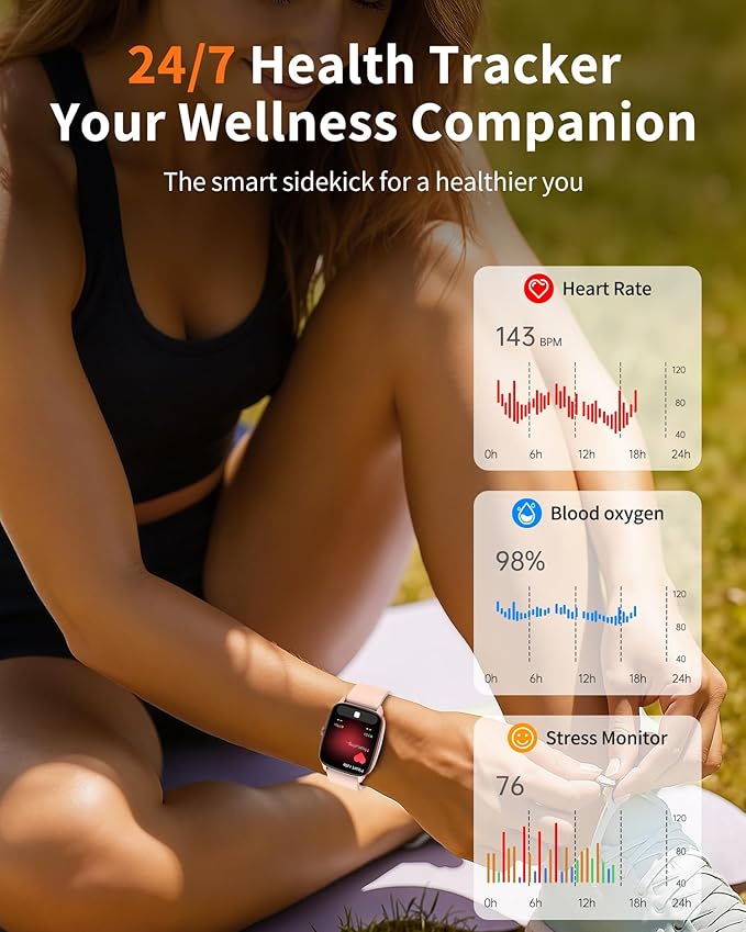 Smart Watch for Men Women Bluetooth Call, 1.85" HD Touch Screen AI Voice Smartwatch, Fitness Tracker with Sleep/Heart Rate Monitor, IP68 Waterproof, 100+ Sports Modes for Android & iOS