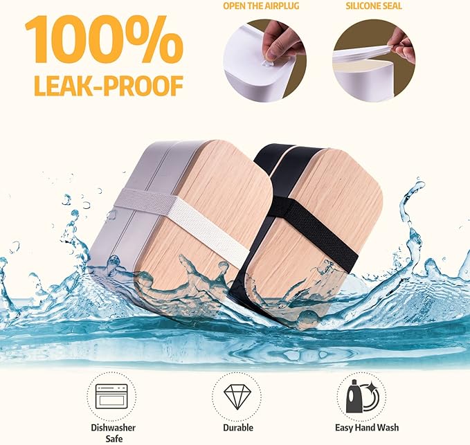 Bento Box with Lunch Bag Microwavable All-in-One Meal Prep Compartment Lunch Containers with Utensils Leak Resistant Lunch Box with Sauce Container 60oz White