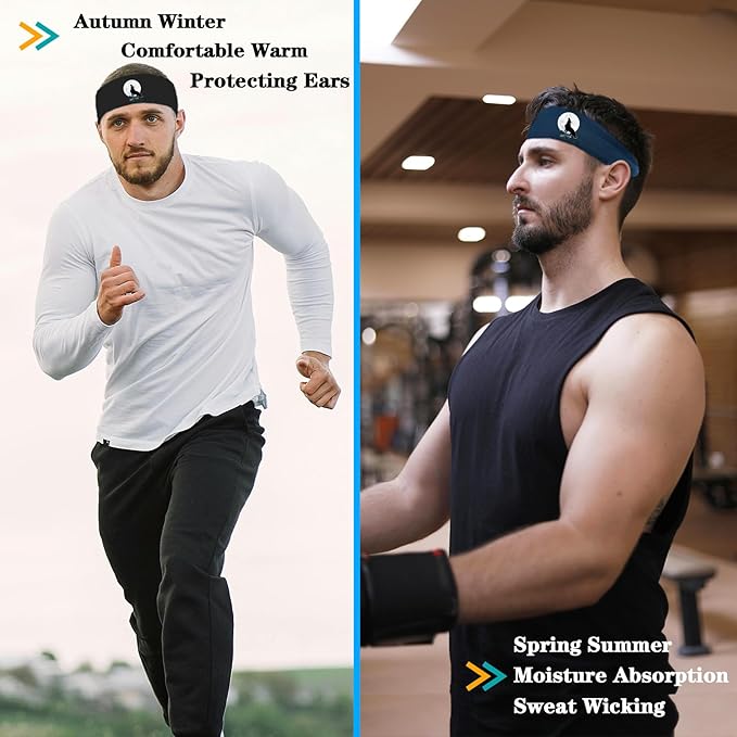 Headbands for Men Women 3pcs Sports Sweat Bands Headbands Men Sweatbands Workout Running Headband for Mens