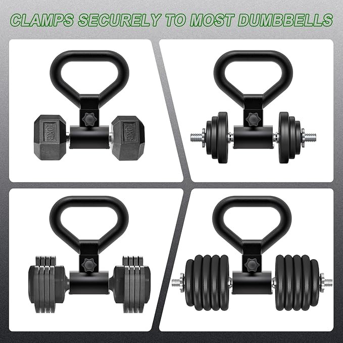 SELEWARE Versatile Steel Dumbbell to Kettlebell Converter Handle, Non-Slip Ergonomic Grip, Quick Installation Fits Most Dumbbells Up to 100lbs