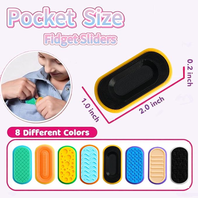 Magnetic Fidget Slider Toys for Kids and Teens,8 Piece of with Different Sensory Pattern,4 Matching Pairs,Small Sliders ,for Stress Relief,EDC,Office Desk,Classroom